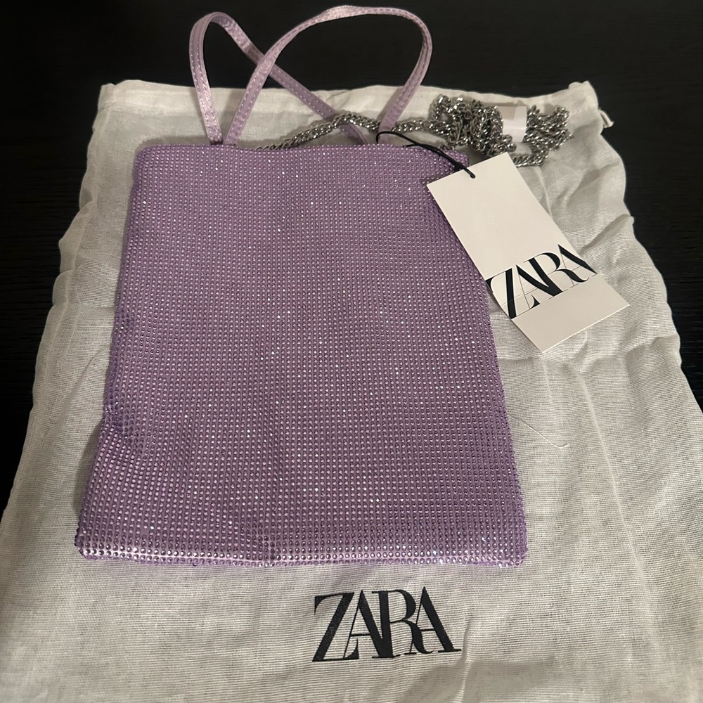 Zara Purple Clutch with Textured Design